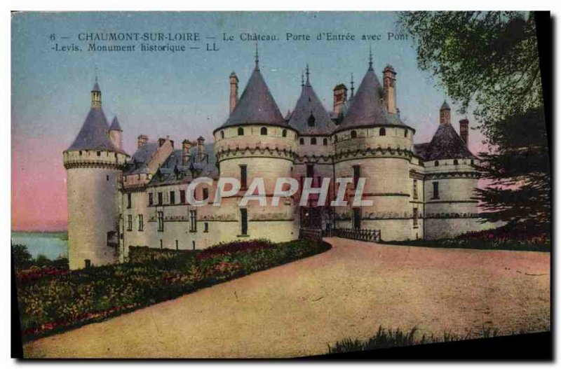 Old Postcard Chaumont Sur Loire Chateau Porte d & # 39Entree With drawbridge