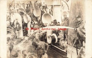 Black Americana, RPPC, Navy Hospital Ship USS Mercy, Men Taking Bath