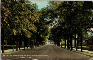 Vtg 1910s Peachtree Street Looking North From Pine Atlanta Georgia GA Postcard