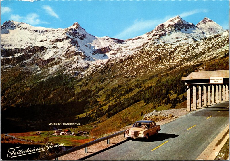 Felbertauern Strasse Street Road Austria Postcard used 1977 SHows Mercedes Car