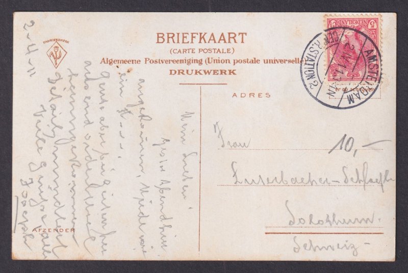 Vintage Postcard Netherlands Amsterdam Inner Amstel with locks 1913