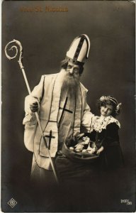 PC CPA SAINT NICHOLAS, WHITE COAT, VIVE ST NICOLAS, Vintage Postcard (b17349)