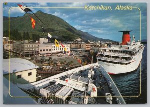 Ship~Air View Boats @ Harbor In Ketchikan Alaska~Continental Postcard 