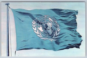 United Nations Flag, Vintage Chrome Postcard