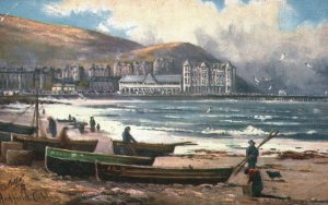 Vintage Postcard A Rough Morning Llandudno Boats Oilette Raphael Tuck & Sons