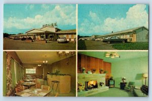 Fremont Indiana IN Postcard Holiday House Motel And Restaurant Scene 1964 Cars