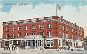 MARINETTE WISCONSIN~HOTEL MARINETTE-POSTCARD 1910-GREAT TRAVELING SALESMAN MSG?