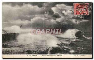 Old Postcard Le Havre La Digue by Bad Weather