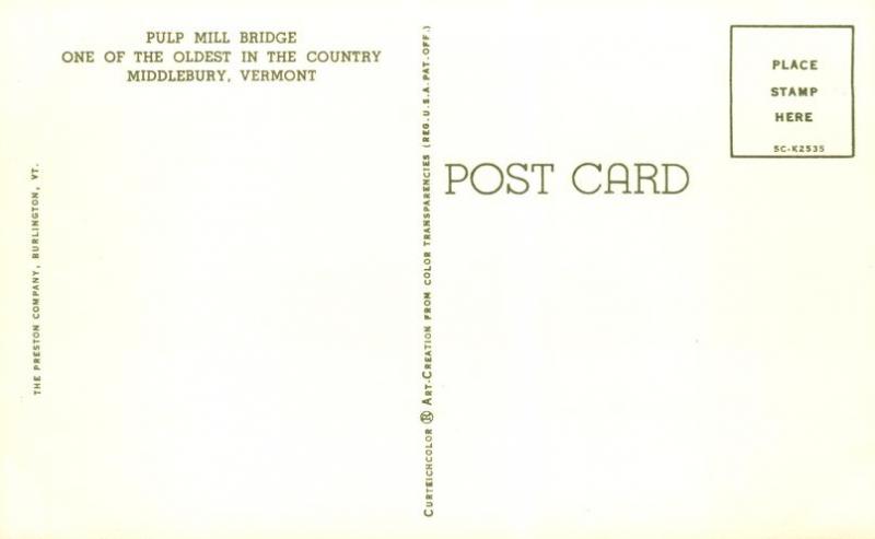 Pulp Mill Covered Bridge near Middlebury VT, Vermont