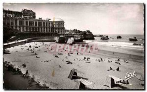 Old Postcard Biarritz La Grande Plage The front of the Casino Bellevue Beach ...