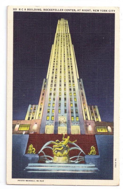 RCA Building Rockefeller Center Night New York City NY Linen