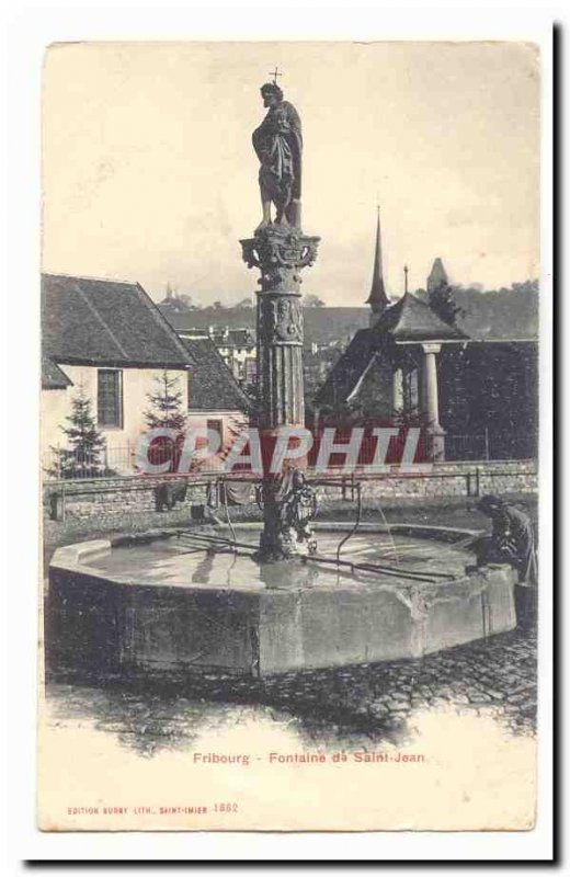 Switzerland Old Postcard Freiburg Fountain of Saint John