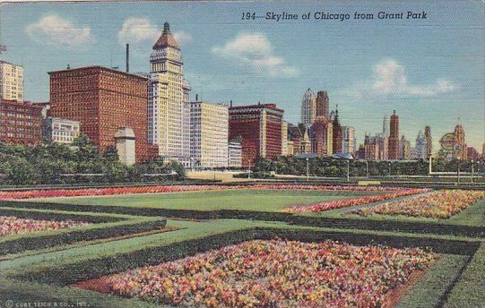 Illinois Chicago Skyline Of Chicago From Grant Park