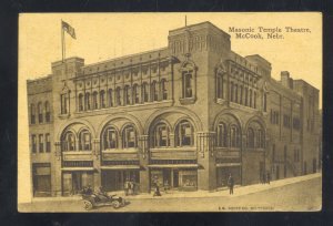 MCCOOK NEBRASKA DOWNTOWN STREET SCENE MASONIC TEMPLE VINTAGE POSTCARD