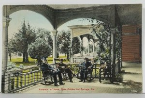 1908 Carnegie Veranda of Hotel Paso Robles California Postcard O5