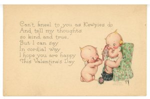 Kewpies by Rose O'Neill. Pub. By Gibson Art Valentine- Can't Kneel