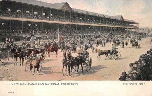 HARNESS HORSE RACING REVIEW DAY CANADA NATIONAL EXHIBITION POSTCARD (c. 1910) 