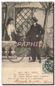 Fantasy - Couple - cycling - cycling - Hello Rosine - Pierre - Old Postcard