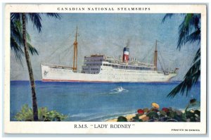 1930 Canadian National Steamships RMS Lady Rodney Canada Vintage Postcard