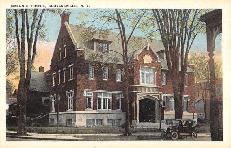 Gloversville New York Masonic Temple Street View Antique Postcard K96636