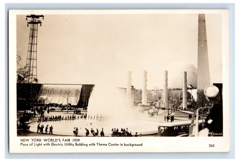 1939 RPPC New York Worlds Fair Plaza Plaza Of Light Real Photo Postcard F125E