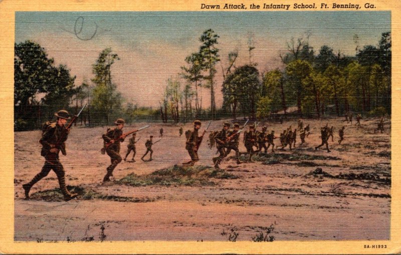 Georgia Fort Benning Infantry School Down Attack 1942 Curteich