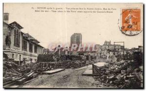 Old Postcard Noyon after the war in front jack View House Guerin Street Caugh...