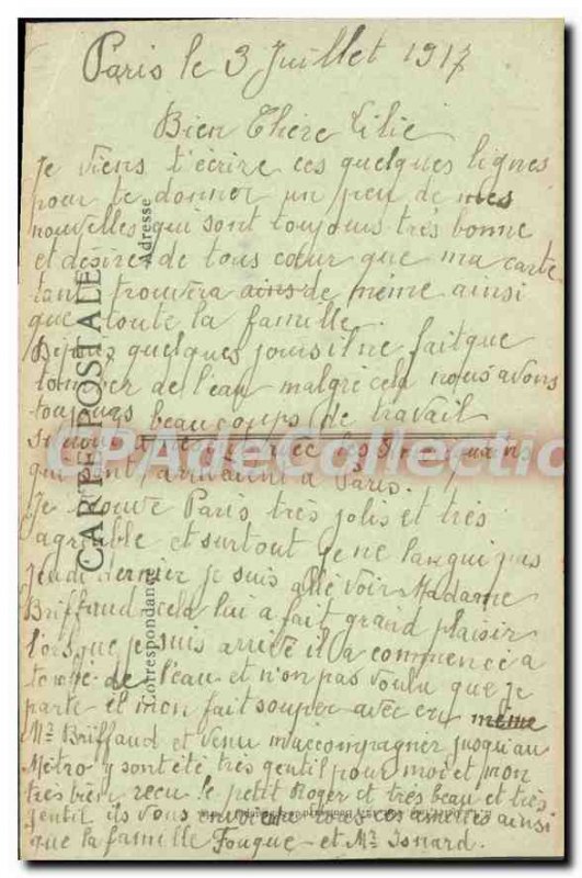 Postcard Old Paris Thousand Kisses