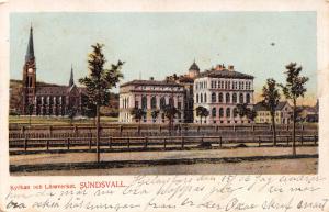 SUNDSVALL SWEDEN KYRKAN OCH LARVOVERKET POSTCARD c1906