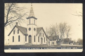 RPPC OAKLAND NEBRASKA BAPTIST CHURCH PARSONAGE REAL PHOTO POSTCARD