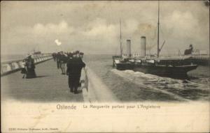 Ostende Belgium Steamer Ship La Marguerite Pour Angleterre c1900 Postcard