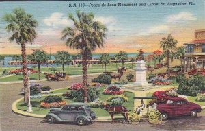 Florida Saint Augustine Ponce De Leod Monument And Cirlce 1948 Albertype