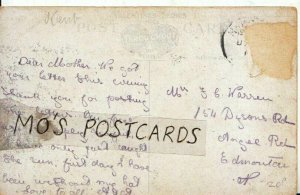 Genealogy Postcard - Warren - Dysons Road, Angel Road, Edmonton, N - Ref 7648A