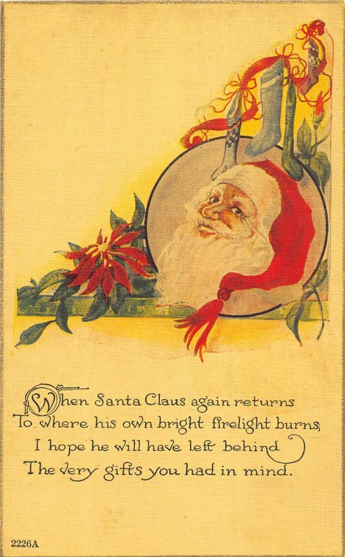F96/ Santa Claus Christmas Postcard c1910 Stockings Hat 20