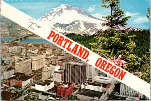 Portland Oregon OR Multiview Birdseye c1975 Vintage Postcard D35