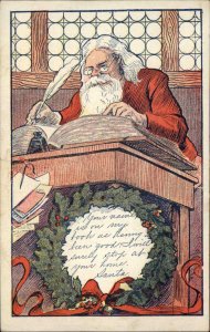 Christmas - Santa Claus at Desk Making List GM Britton Co Store Advertising PC