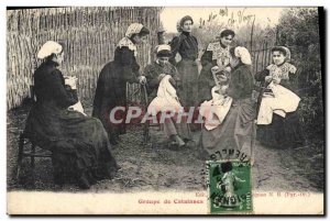 Old Postcard Folklore Lace Catalan Group