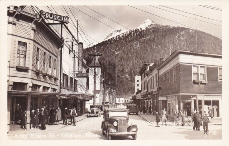 Alaska Ketchikan Old Cars On Mission Street Real Photo sk924