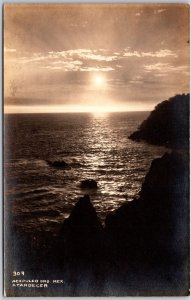 1910's Acapulco Gro Mexico Atardecer Moonlight Ocean Real Photo RPPC Postcard