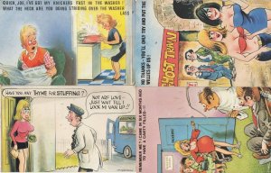 Ghost Train Washing Machine Dentist 4x 1970s Comic Postcard s