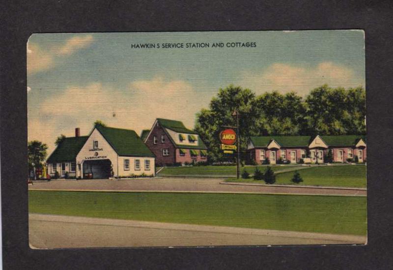 MD Hawkin's Gas Service Station Amoco Cottage Baltimore Maryland Postcard Damage