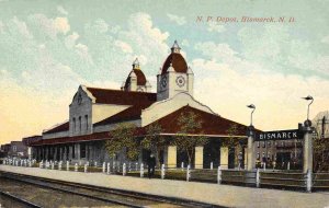 Northern Pacific Railroad Depot Bismarck North Dakota 1910c postcard