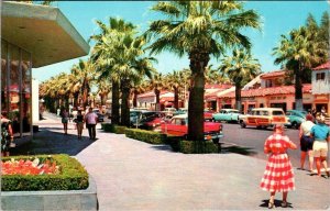 Palm Springs, CA California  PALM CANYON DRIVE Street Scene~50's Woody  Postcard