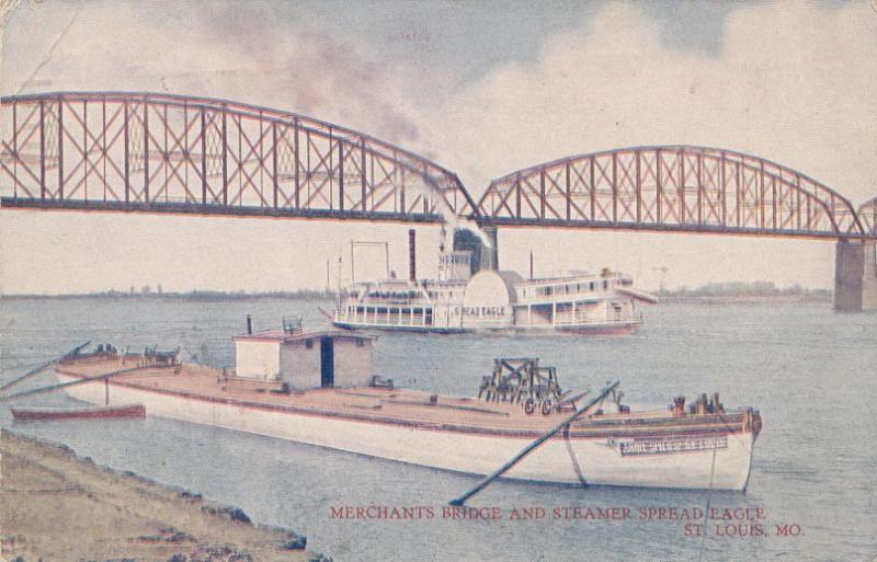 Steamer Spread Eagle Merchants Bridge Mississippi River St Louis MO Missouri