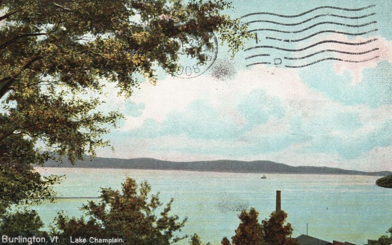 Vintage Postcard 1908 Le Champlain Scenic Water Adventure Burlington Vermont VT