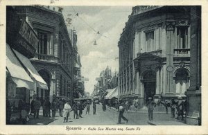 argentina, ROSARIO, Calle San Martin esq. Santa Fé, Tram (1928) Postcard