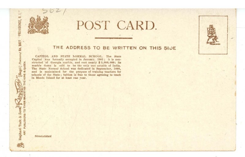 RI - Providence. Rhode Island Normal School & State Capitol (Tuck #5627)