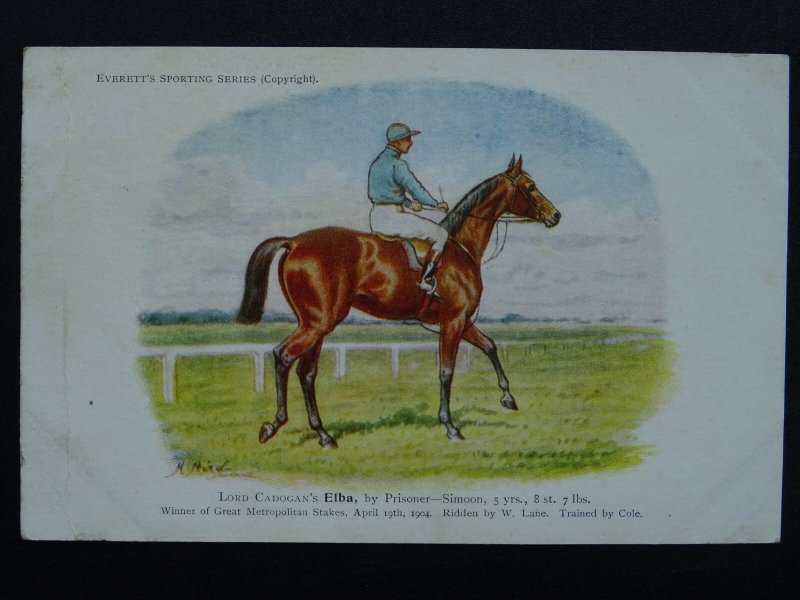 Horse Theme ELBA Lord Cadogan's Gt. Metropolitan Stakes Winner c1904 Postcard