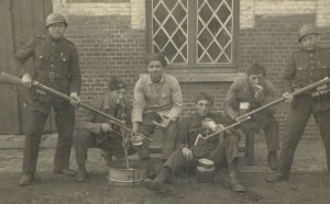 Military Belgian Army Photo World War 1 Soldiers With Guns Vintage RPPC 07.69