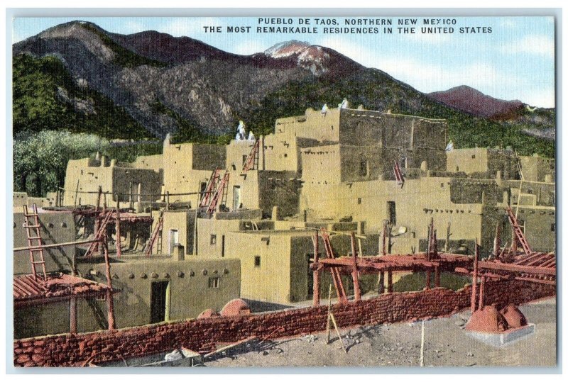 c1960s Remarkable Residences View Pueblo De Taos New Mexico NM Unposted Postcard